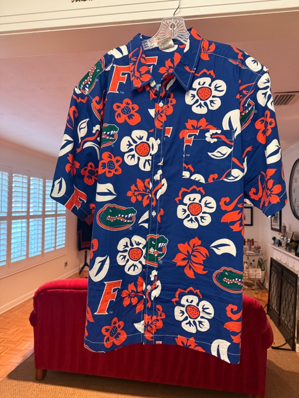 University of Florida Blue & Orange Floral Button-Up Shirt